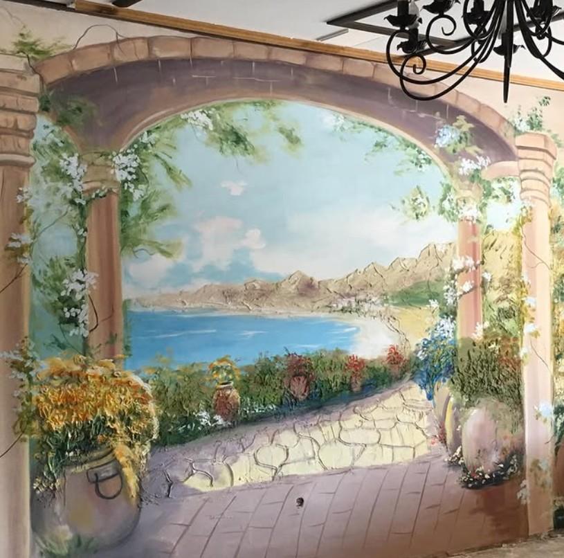 Venue hall — arch with a sea view